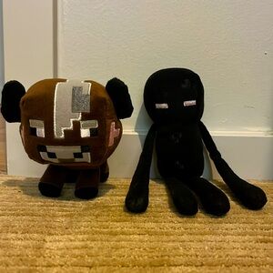 Minecraft Mooshroom and Enderman Plush, Set